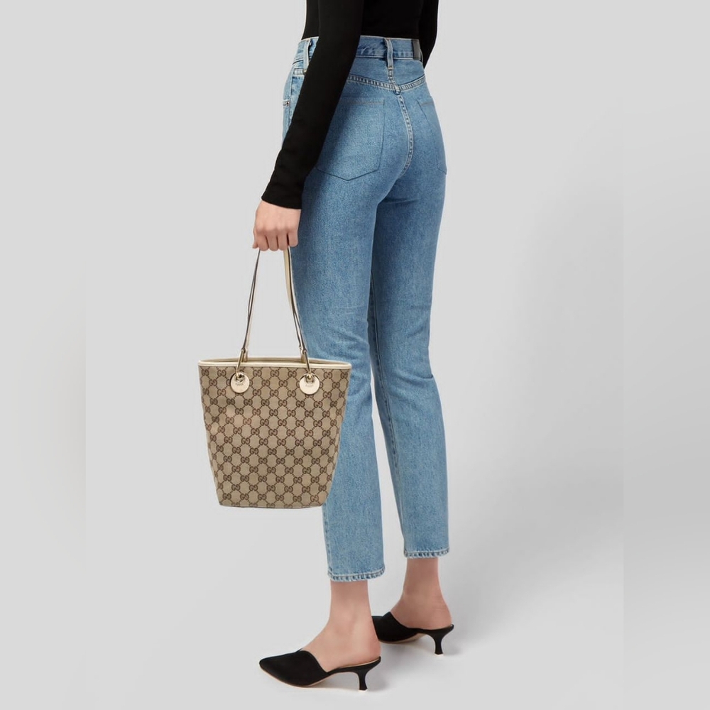 Gucci Vintage GG Canvas Eclipse Shoulder Bag Beige/Brown - Picture 7 of 12